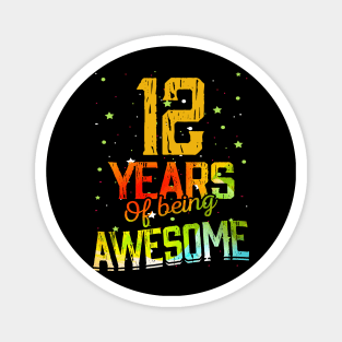 12th Anniversary Gift Vintage Retro 12 Years Of Being Awesome Gifts Funny 12 Years Birthday Men Women Magnet